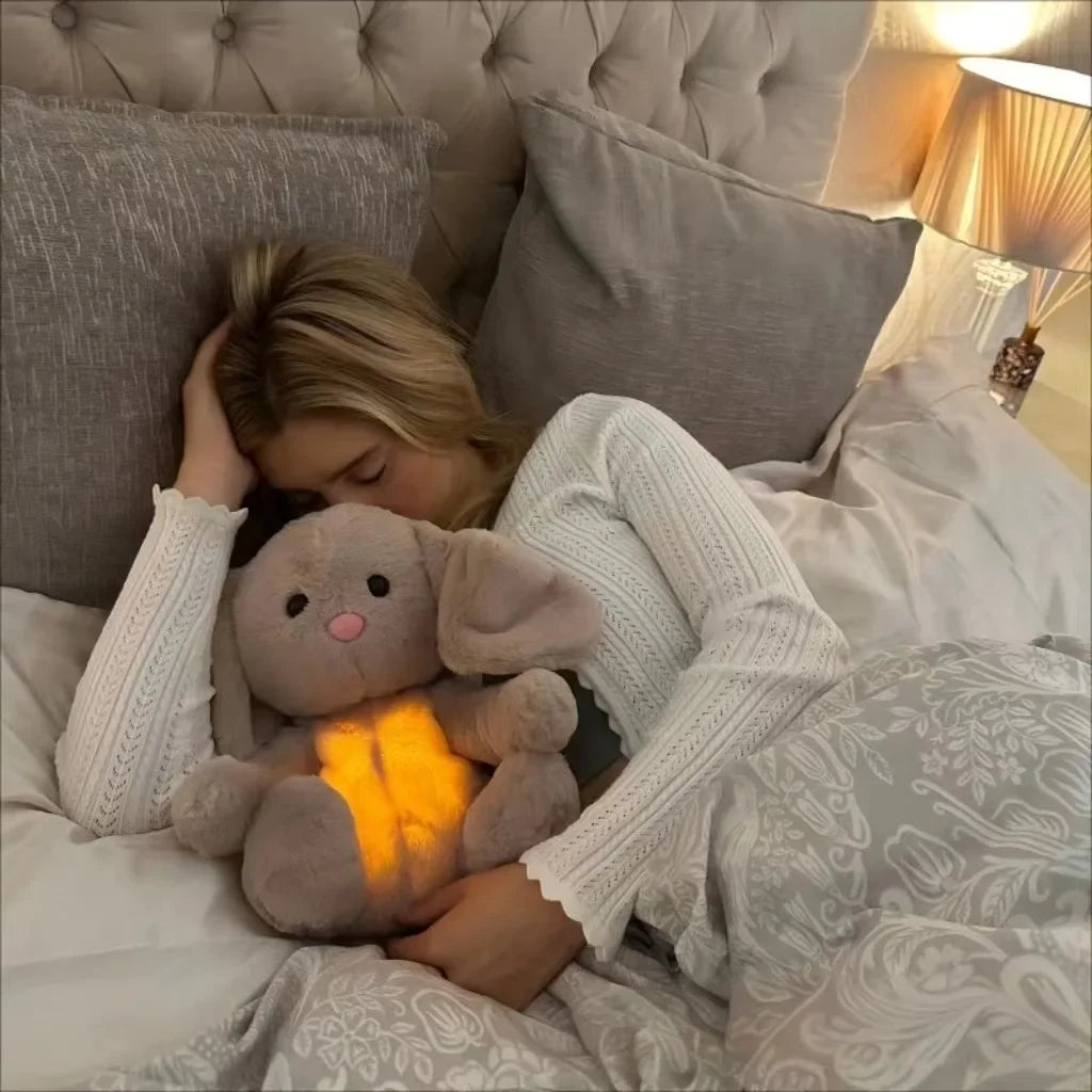 Breathing Rabbit Toy Baby Soothing Koala Plush Doll Baby Kids Soothing Music Baby Sleeping Companion Sound and Light Doll Toys