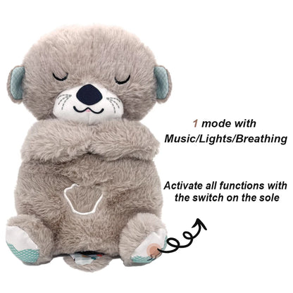 Breathing Bear Baby Capybara Otter Plush Doll Toy Baby Kids Soothing Music Baby Sleeping Companion Sound and Light Doll Toy Gift