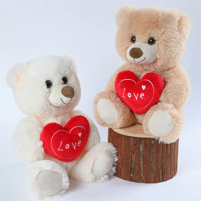 30CM Cute Heart Bear Dog Plush Toys Red Heart Print Love Creative Animal Stuffed Doll For Lovers Valentine's Day Gift