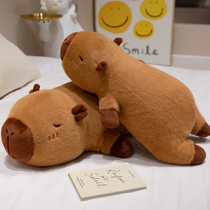 60cm-100cm Kawaii Cartoon Giant Strip Capybara Plush Doll Pillow Lying Brown Orange Wings Creative Capybara Plush Toy Home Decor