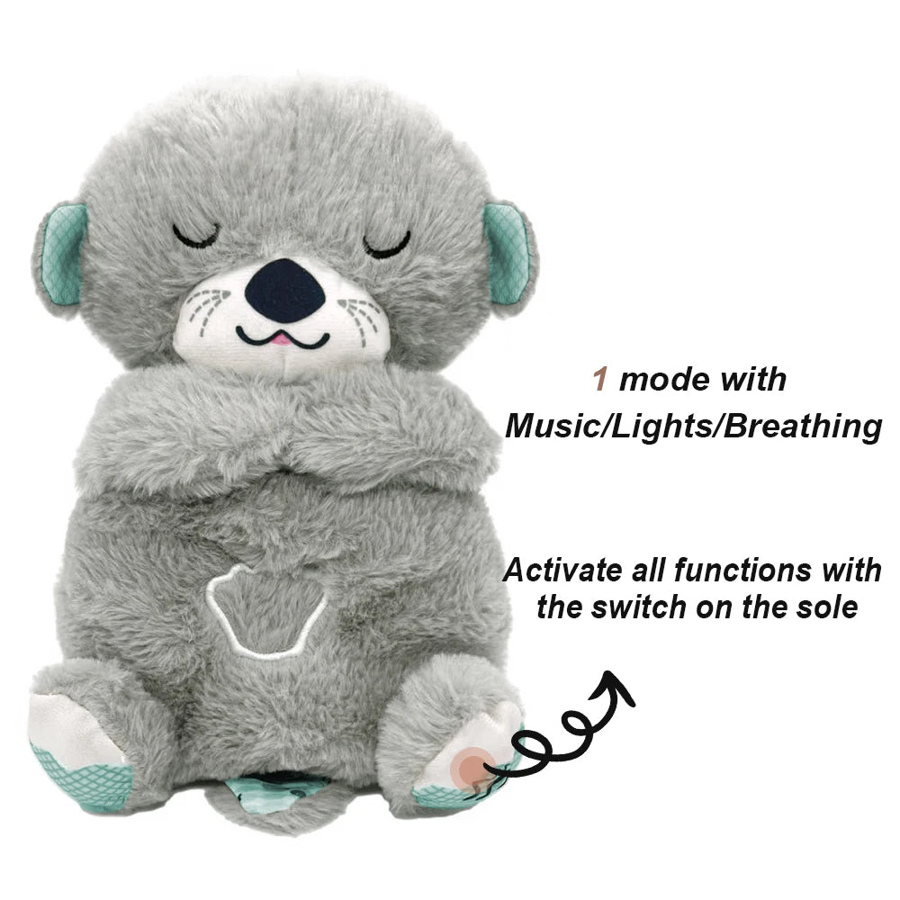 Breathing Bear Baby Capybara Otter Plush Doll Toy Baby Kids Soothing Music Baby Sleeping Companion Sound and Light Doll Toy Gift