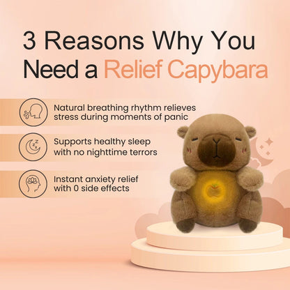 Breathing Bear Baby Capybara Otter Plush Doll Toy Baby Kids Soothing Music Baby Sleeping Companion Sound and Light Doll Toy Gift