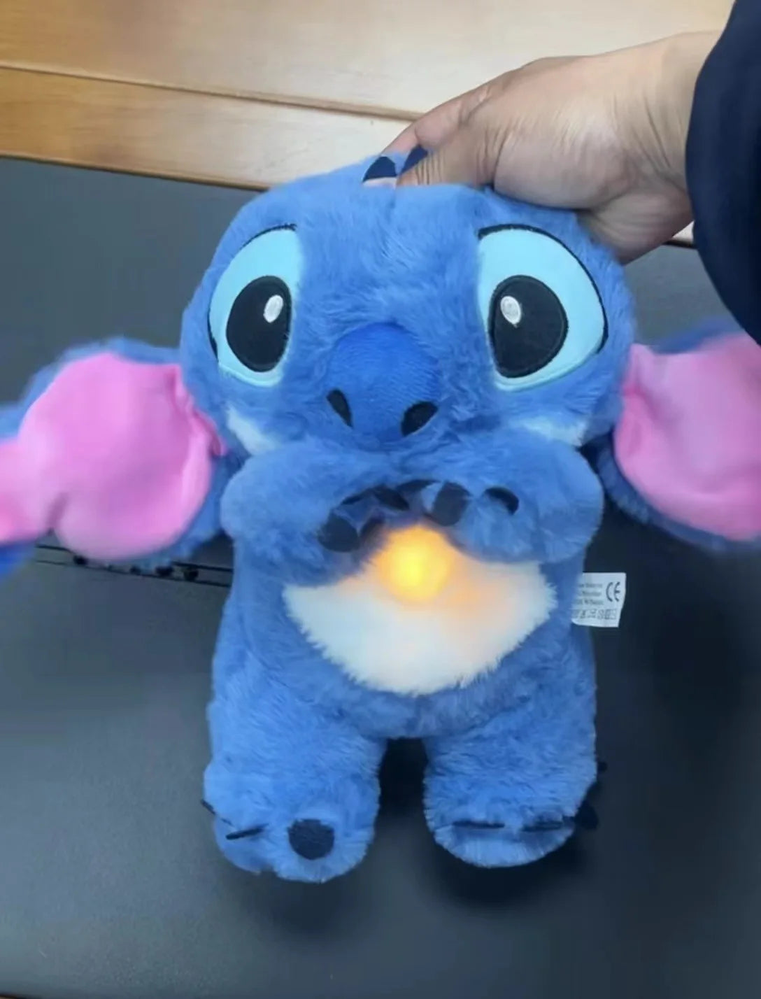 32CM Disney Stitch Plush Doll With Lighting Music Baby Sleeping Companion Sound Soothing Kawaii Plush Toy 2024 Breathing Toys