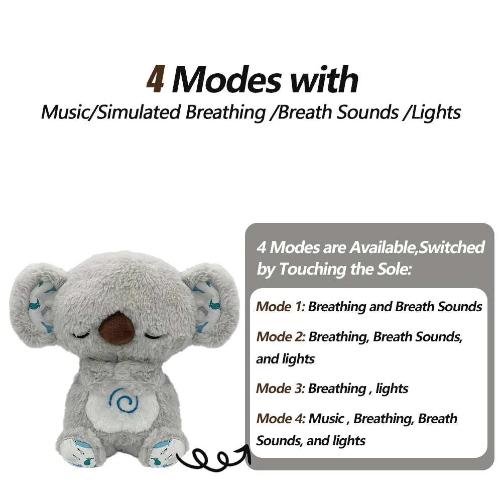 Breathing Bear Baby Capybara Otter Plush Doll Toy Baby Kids Soothing Music Baby Sleeping Companion Sound and Light Doll Toy Gift