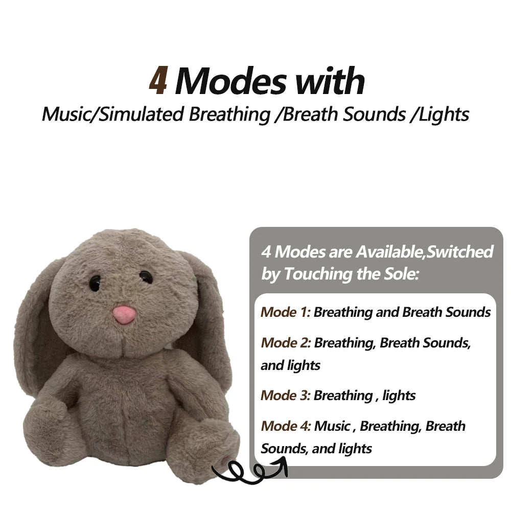 Breathing Bear Baby Capybara Otter Plush Doll Toy Baby Kids Soothing Music Baby Sleeping Companion Sound and Light Doll Toy Gift