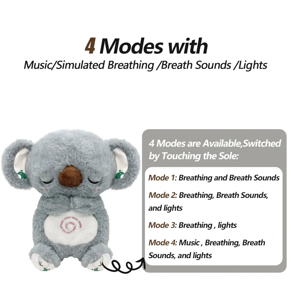 Breathing Bear Baby Capybara Otter Plush Doll Toy Baby Kids Soothing Music Baby Sleeping Companion Sound and Light Doll Toy Gift