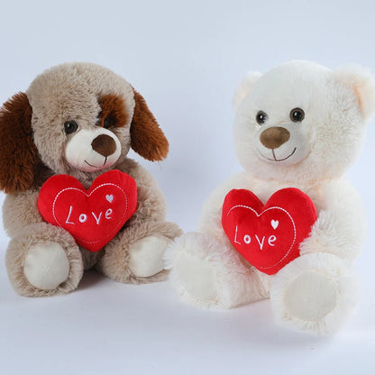 30CM Cute Heart Bear Dog Plush Toys Red Heart Print Love Creative Animal Stuffed Doll For Lovers Valentine's Day Gift