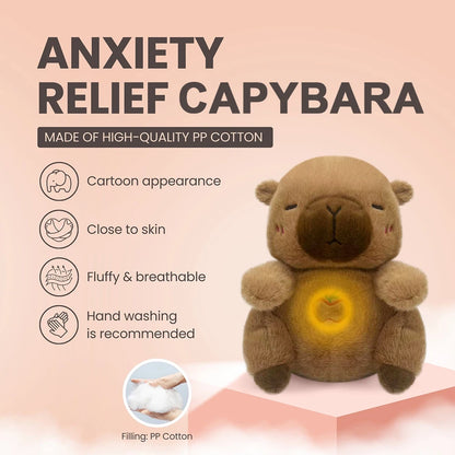 Breathing Bear Baby Capybara Otter Plush Doll Toy Baby Kids Soothing Music Baby Sleeping Companion Sound and Light Doll Toy Gift